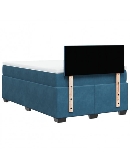 Giroletto a Molle con Materasso Blu Scuro 120x190 cm in Velluto