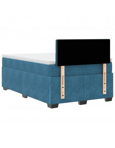 Giroletto a Molle con Materasso Blu Scuro 120x200 cm in Velluto