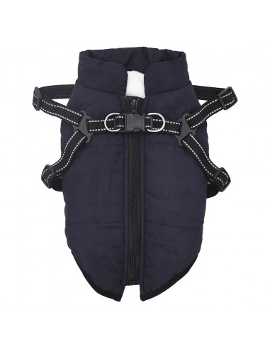 Cappotto Cani Imbracatura Impermeabile Riflettente Blu Navy L