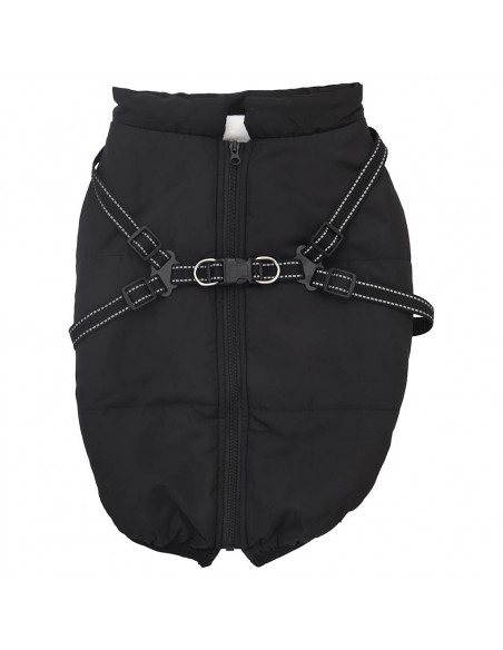 Cappotto Cani con Imbracatura Impermeabile Riflettente Nero 4XL