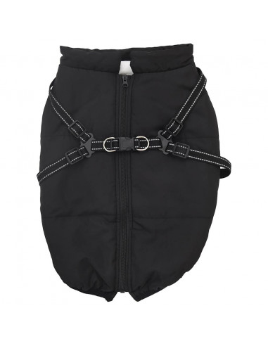 Cappotto Cani con Imbracatura Impermeabile Riflettente Nero 5XL