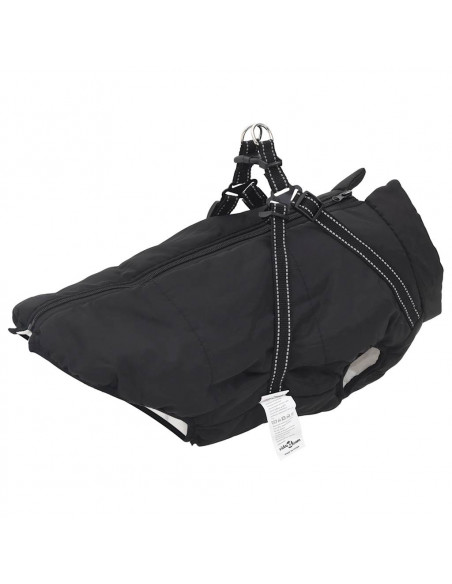 Cappotto Cani con Imbracatura Impermeabile Riflettente Nero 6XL
