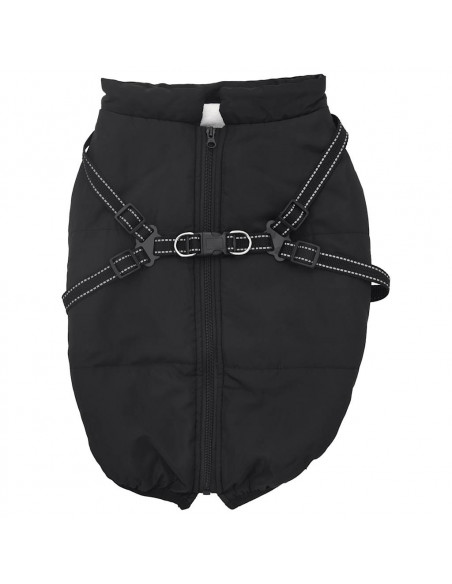 Cappotto Cani con Imbracatura Impermeabile Riflettente Nero 6XL