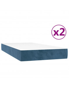 Giroletto a Molle con Materasso Blu Scuro 200x200 cm in Velluto