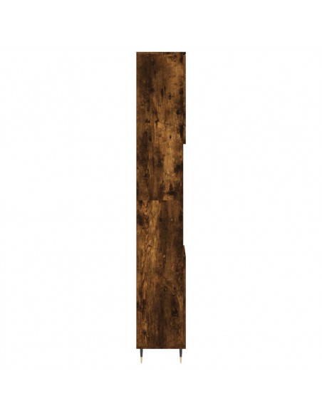 Armadietto Bagno Rovere Fumo 30x30x190 cm in Legno Multistrato
