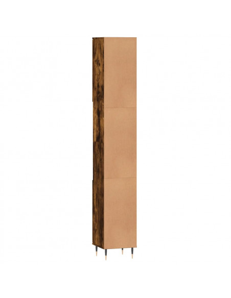 Armadietto Bagno Rovere Fumo 30x30x190 cm in Legno Multistrato