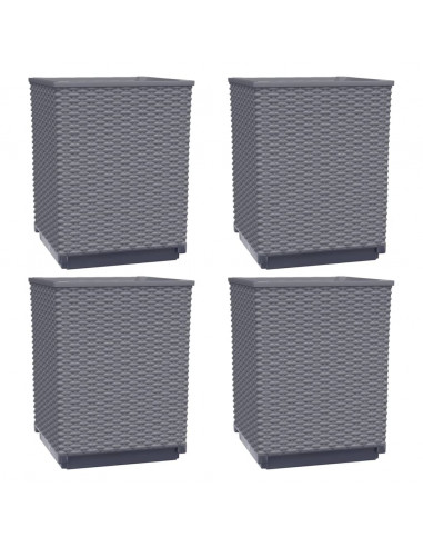 Fioriere 4 pz Grigio Scuro 30x30x37 cm in Polipropilene