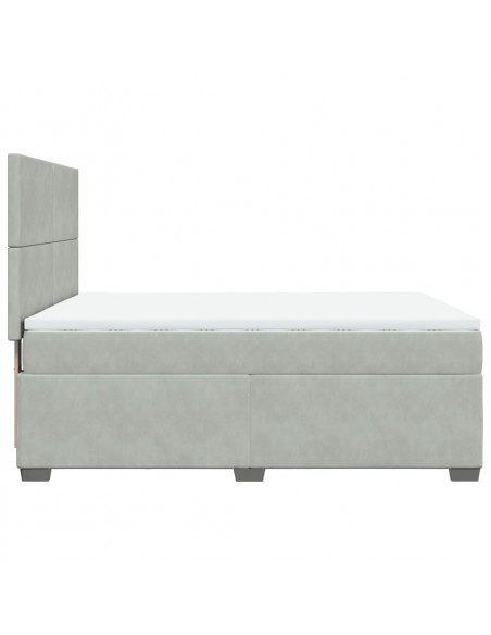 Giroletto a Molle con Materasso Grigio Chiaro 160x200cm Velluto