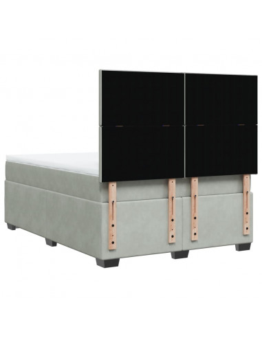 Giroletto a Molle con Materasso Grigio Chiaro 160x200cm Velluto