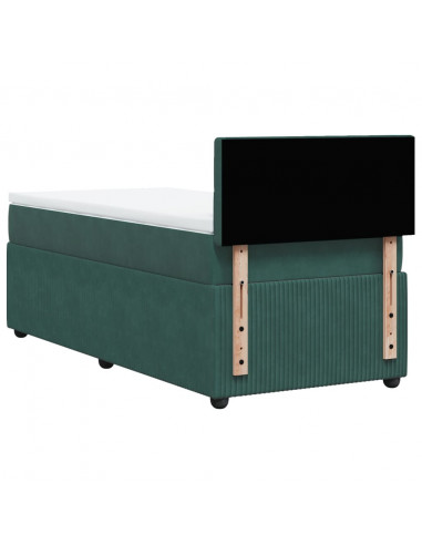 Giroletto a Molle con Materasso Verde Scuro 100x200 cm Velluto