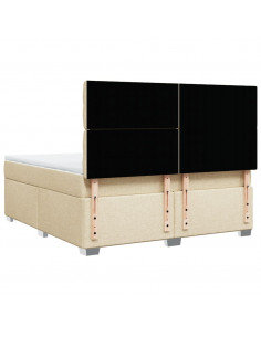 Giroletto a Molle con Materasso Crema 180x200 cm in Tessuto