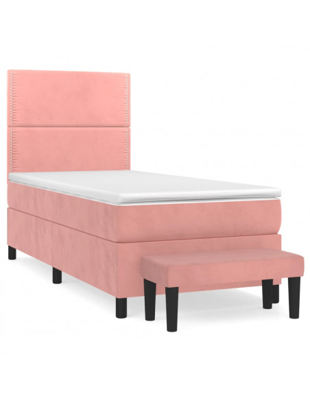 Giroletto a Molle con Materasso Rosa 90x190 cm in Velluto