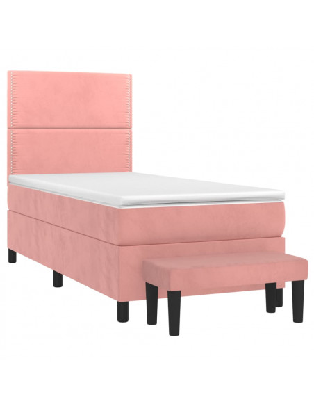 Giroletto a Molle con Materasso Rosa 90x190 cm in Velluto