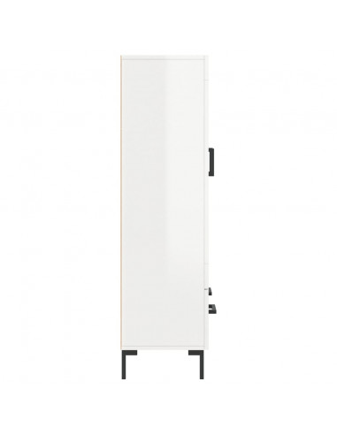 Credenza Bianco Lucido 69,5x31x115 cm in Legno Multistrato