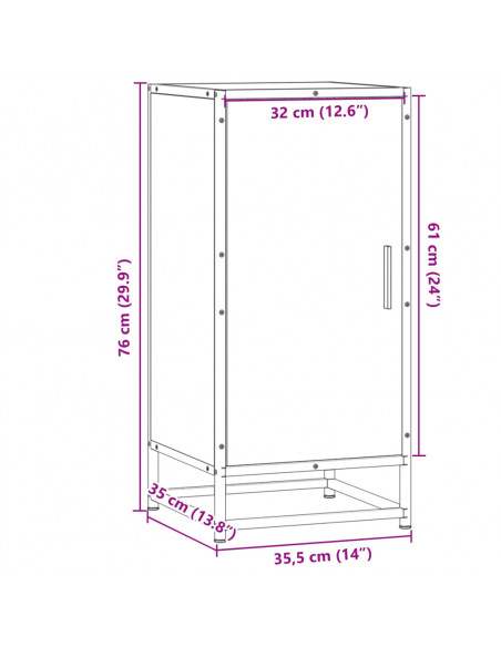 Credenza Grigio Sonoma 35,5x35x76 cm in Truciolato e Metallo