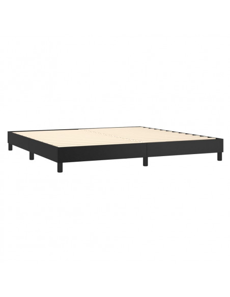 Giroletto a Molle con Materasso e LED Nero 200x200cm Similpelle