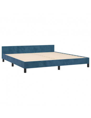 Giroletto con Testiera Blu Scuro 160x200 cm in Velluto