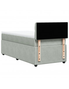 Giroletto a Molle con Materasso Grigio Chiaro 100x200cm Velluto