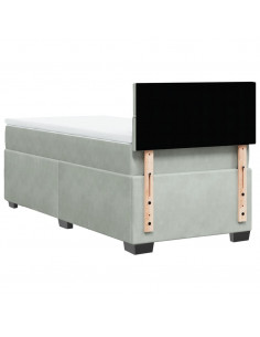 Giroletto a Molle con Materasso Grigio Chiaro 100x200cm Velluto