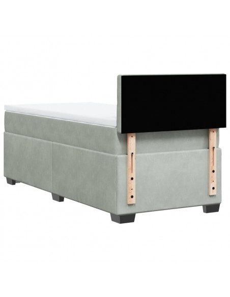 Giroletto a Molle con Materasso Grigio Chiaro 100x200cm Velluto