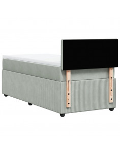 Giroletto a Molle con Materasso Grigio Chiaro 100x200cm Velluto