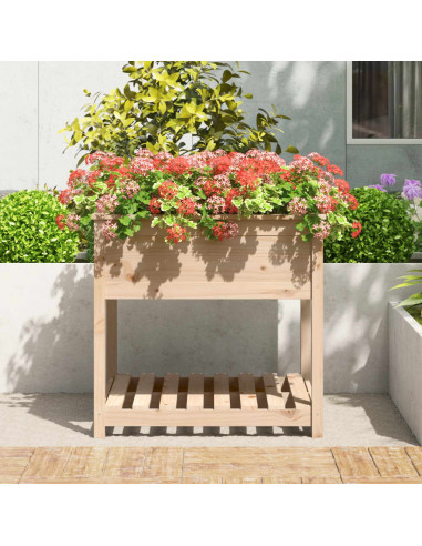 Fioriera con Mensola 82,5x82,5x81 cm in Legno Massello di Pino