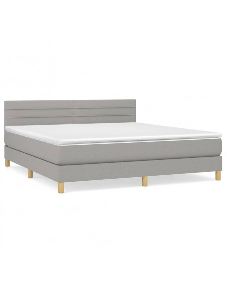 Giroletto a Molle con Materasso Grigio Chiaro180x200 cm Tessuto