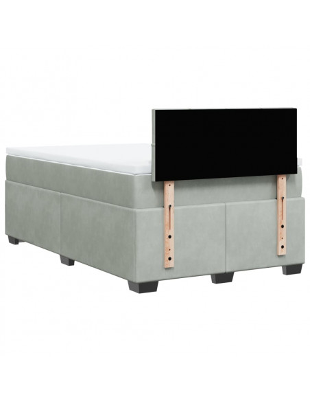 Giroletto a Molle con Materasso Grigio Chiaro 120x190cm Velluto