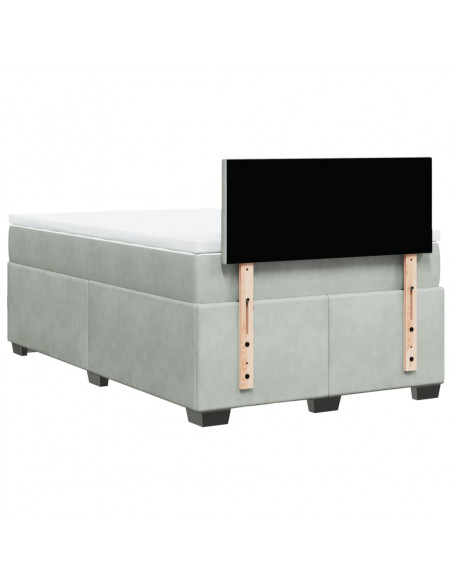 Giroletto a Molle con Materasso Grigio Chiaro 120x190cm Velluto
