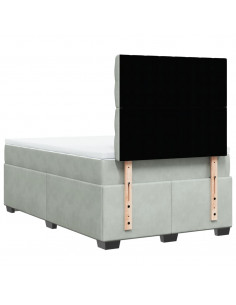 Giroletto a Molle con Materasso Grigio Chiaro 120x190cm Velluto