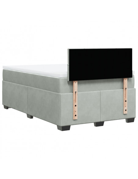 Giroletto a Molle con Materasso Grigio Chiaro 120x200cm Velluto