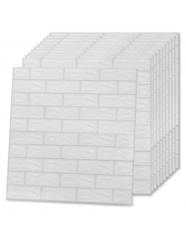 Carta da parati 3D Motivo a Mattoni Autoadesiva 10 pz Bianca