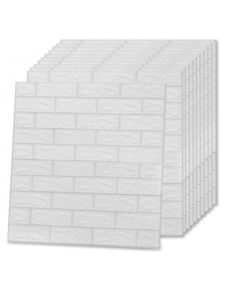 Carta da parati 3D Motivo a Mattoni Autoadesiva 10 pz Bianca