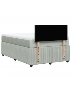 Giroletto a Molle con Materasso Grigio Chiaro 120x200cm Velluto