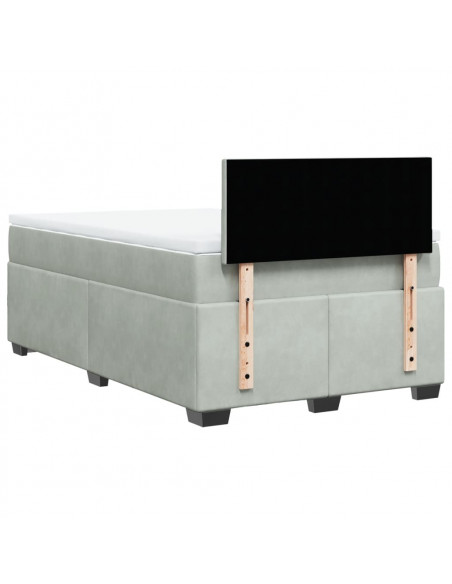 Giroletto a Molle con Materasso Grigio Chiaro 120x200cm Velluto