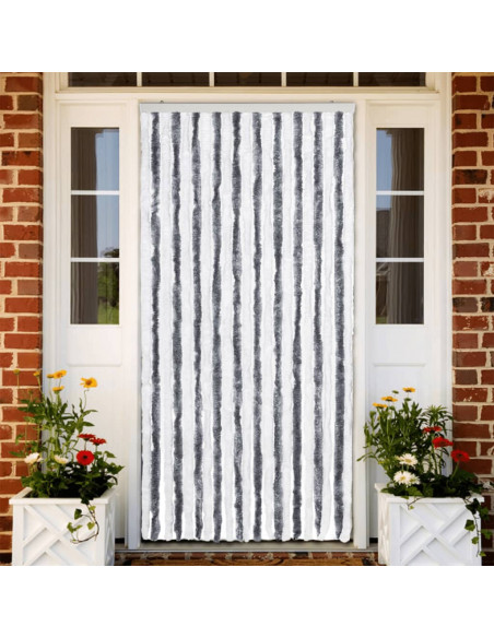 Zanzariera Grigio e Bianco 90x220 cm Ciniglia