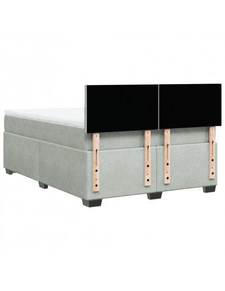Giroletto a Molle con Materasso Grigio Chiaro 140x190cm Velluto