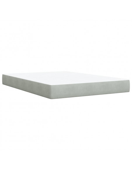 Giroletto a Molle con Materasso Grigio Chiaro 140x190cm Velluto
