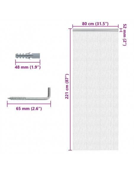 Zanzariera da Porta a Catena 80x221 cm in Alluminio