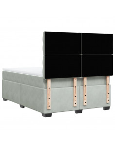 Giroletto a Molle con Materasso Grigio Chiaro 140x200cm Velluto