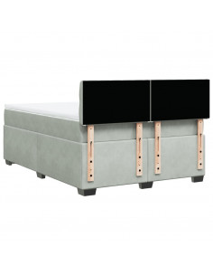 Giroletto a Molle con Materasso Grigio Chiaro 140x200cm Velluto