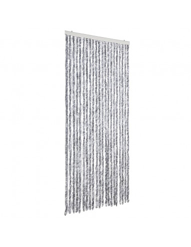 Zanzariera Bianco e Grigio 90x220 cm Ciniglia