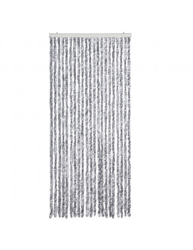 Zanzariera Bianco e Grigio 90x220 cm Ciniglia