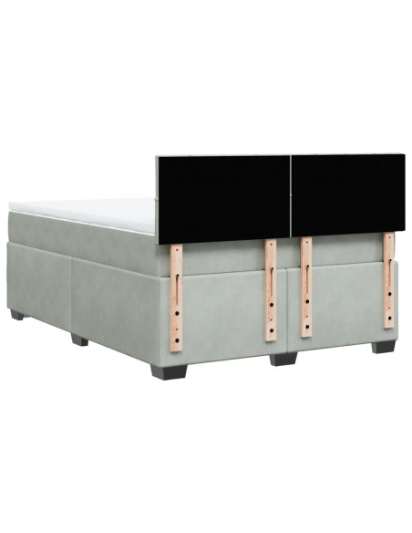 Giroletto a Molle con Materasso Grigio Chiaro 140x200cm Velluto