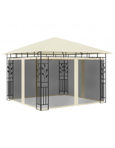 Gazebo con Zanzariera e Luci LED 3x3x2,73 m Crema