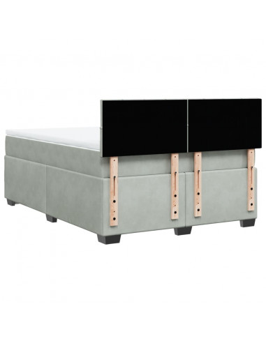 Giroletto a Molle con Materasso Grigio Chiaro 160x200cm Velluto