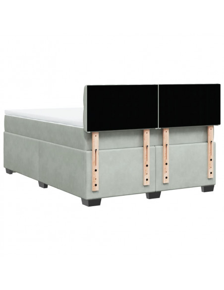 Giroletto a Molle con Materasso Grigio Chiaro 160x200cm Velluto