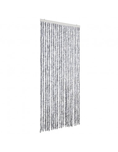 Zanzariera Bianco e Grigio 90x200 cm Ciniglia