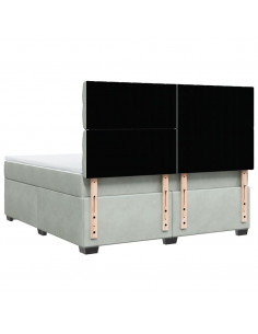 Giroletto a Molle con Materasso Grigio Chiaro 180x200cm Velluto