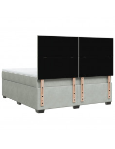 Giroletto a Molle con Materasso Grigio Chiaro 180x200cm Velluto